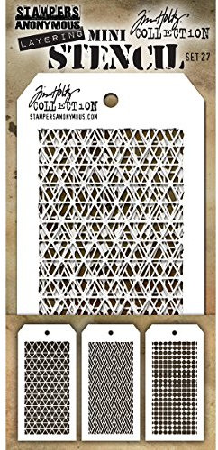 Stampers Anonymous_AGW Tim Holtz Mini Stencil Set 27, Synthetic Material, 21.6 x 9.1 x 0.1 cm
