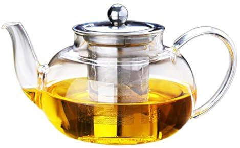 GOLDBEARUK Glass Teapot with Stainless Steel Infuser Large Size - Herbal Teapot 800ml