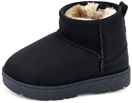MK MATT KEELY Scarpe Invernali per Neonati Bambino Piccolo Ragazzo Ragazza Stivali da Neve,Nero,23 EU(CN25)