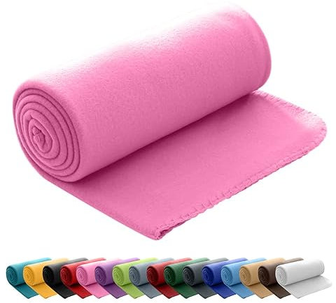 wometo Polar Fleecedecke oekoTex 130x160 ca. 400g mit Anti-Pilling und Kettelrand rosa