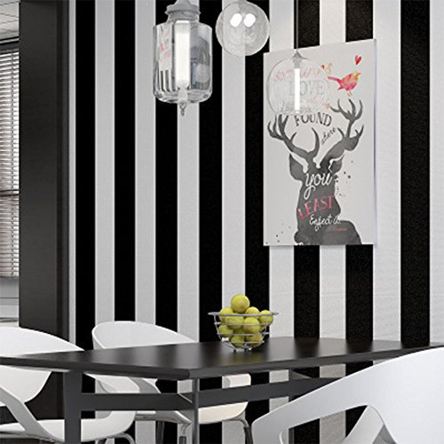 Schwarz-weiße Streifen Vliestapete für Wohnzimmer, Schlafzimmer, Arbeitszimmer, Geschäft, Restaurant, Dekoration, nicht selbstklebende Tapete, 0,53 x 10 m