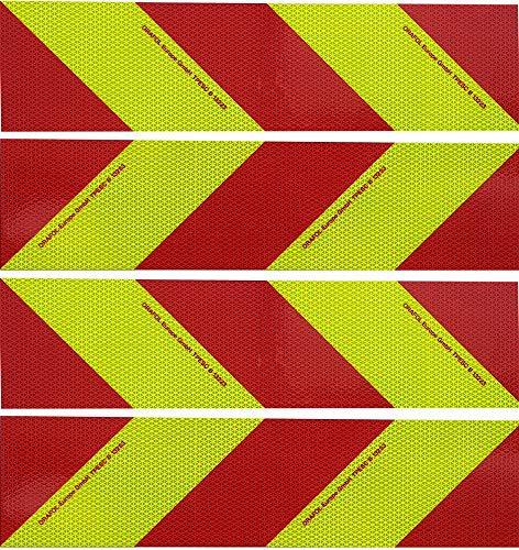 UvV® flexible rot gelbe (lemon gelb) Kfz Warnmarkierung TPESC 13223 Set mit 4 Streifen 564 x 141 mm (Magnetisch)