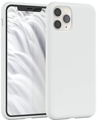 EAZY CASE Premium Silikon Handyhülle kompatibel mit iPhone 11 Pro, Slimcover mit Kameraschutz und Innenfutter, Silikonhülle, Schutzhülle, Bumper, Handy Case, Hülle, Softcase, Weiß