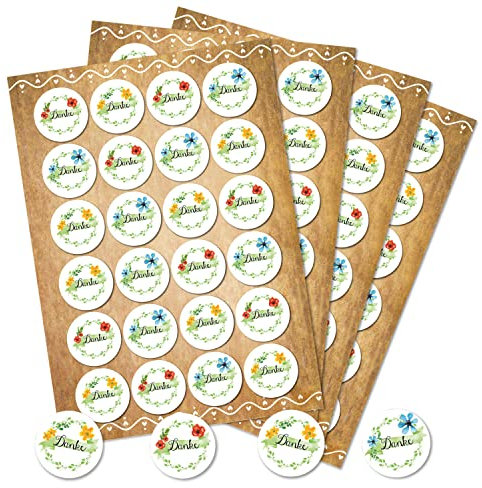 Logbuch-Verlag 96 kleine DANKE Aufkleber rund 4 cm Dankeschön Geschenk Kunden Gäste Verpackung Blumen Dankeaufkleber