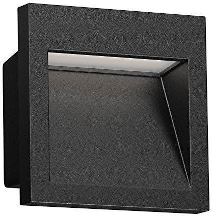 ledscom.de LED Wandeinbauleuchte NOLA, Downlight für außen, IP54, schwarz matt, 90 x 90mm, warmweiß
