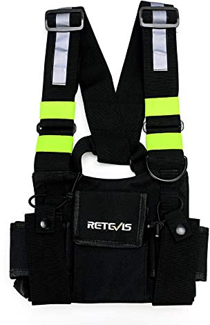 Retevis HB02 Walkie Talkie Brusttasche, Reflective Harness Business Pack Brustgurt Fronttasche, Walkie Talkie Tasche, Radio Brusttasche für Walkie Talkie für Recon Chest Rig (1 Packung)