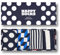 Happy Socks 4-Pack Big Dot Box, farbenfrohe und fröhliche, Socken für Männer und Frauen, Schwarz-Weiß-Blau-Rot
