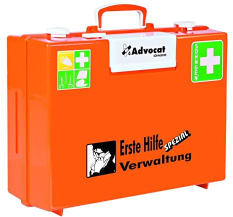 Söhngen Erste-Hilfe-Koffer Verwaltung Advocat MT-CD (Verbandkoffer mit Füllung, inkl. Wandhalterung + herausnehmbarer Pflasterspender, schlagfester Kunststoff, Notfallkoffer)
