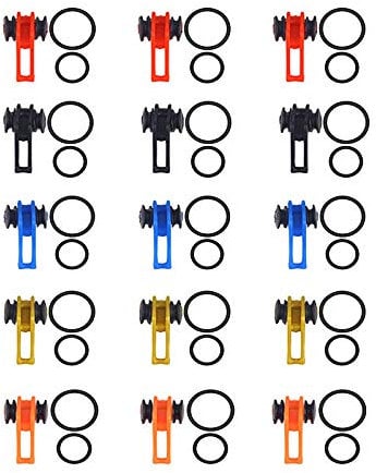 LAIBOREC Fishing Hooks Keeper, 15 Sets Fishing Lure Bait Holder with 2 Different Sizes Elastic Rubber O-rings, Adjustable Fishing Rod Pole Hook Keepers Fishing Accessories Tools(5 Colors)