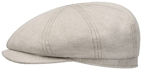 Stetson Hatteras Sustainable Flatcap - Einfarbige Mütze - Klassische Form - Leinen-Sommermütze mit UV-Schutz - Made in The EU - Herren - Frühjahr/Sommer Hellbeige 55 cm