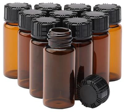 Unxuey Braune Flaschen für ätherische Öle, Flüssigproben-Sammelflaschen mit Schraubverschluss, Fassungsvermögen 10 ml, 10 Stück