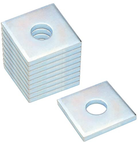 TSSS 10 Pcs M16 Square Plate Washers 50 mm x 50 mm,Thick 5.4 mm Heavy Duty Steel Metal Flat Gaskets Bearing Plate Washer, Hole Diameter 17.8 mm