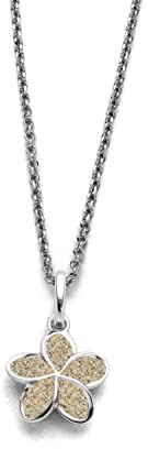 DUR Damen KettePlumeria Blüte Strandsand aus 925er Silber Länge ca. 450 MM K2806