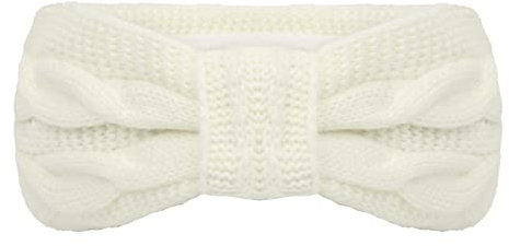 Stirnband Damen Winter, Solid Stirnbänder Strick, Casual Outdoor Haarband Ohrenwärmer Elastische, Gestrickte Verdicken Headwrap Yoga Workout Vintage Haarschmuck Kopfband für Frauen (03-Weiß, One Size)