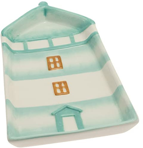 Boston International Servierteller Everyday Coastal Keramikgeschirr, 13 x 20 cm, Lagoon Life Leuchtturm