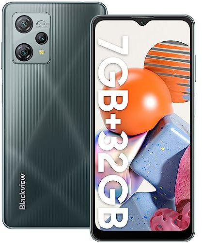 Blackview A53 Mobile Phone 7GB+32GB/1TB(2023), 5080mAh, Android 12 Phone, 6.52’’ HD+ Screen, 12MP+5MP, 3 Cards Slots, 4G Dual Sim Free Unlocked UK, Face ID, GPS, 10W Charger Latest Phone - Grey