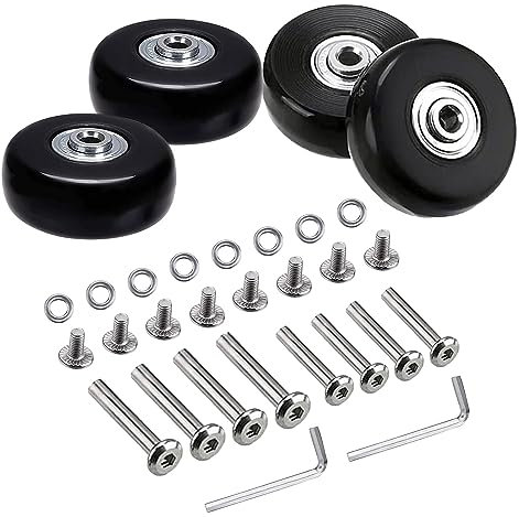 Koffer Rollen Ersatz, 4 Stück Koffer Ersatzrollen, Kofferrollen Ersatzrollen 50mm, Ersatzrollen Koffer mit Reparaturset, Kofferrollen 50mm, Koffer Rollen Ersatz Geeignet für Koffer Trolleys Skates