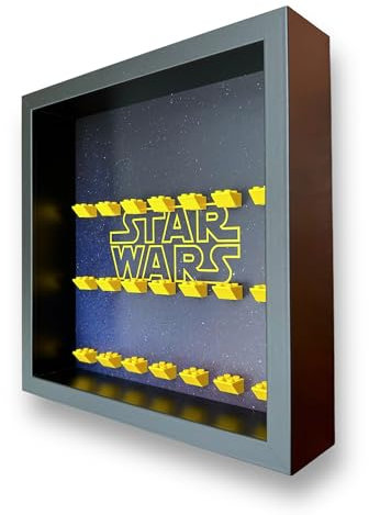 FRAMEPUNK Minifigure Display Case - Star Wars Theme - for 21 LEGO Minifigures - Deep for accessories - Wall Mount or Free Stand - Removable Front - Black Frame
