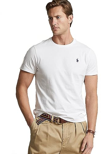 Polo Ralph Lauren Maglietta da Uomo Custom Slim-Fit (M, White)