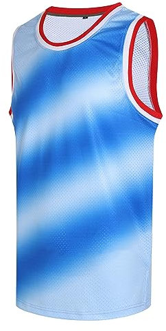 D DEHANER DEHANER Blank Herren Basketball Trikot Mesh Training Praxis Athletic Sport Shirts Team Uniformen Fans Outfits Tops, Hellblau-königliches Gardient-Trikot, XL