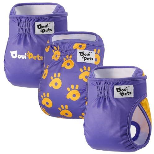 Oouipets Hundewindeln für hündinnen und Katzenwindeln(3 Stück) | Premium Läufigkeitshose für hündinnen, Komfort, Saugfähigkeit, kein Auslaufen und Umweltfreundlich | Hundewindel waschbar (Größe L)