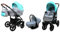 BabyLux® Bambimo Kinderwagen Set 3 in 1 - Optimal - incl. Babywanne, Buggy Sportsitz, Auto-Babyschale - Autositz - Kinderwagenset - Kombikinderwagen mit Wickeltasche, Regenschutz usw.
