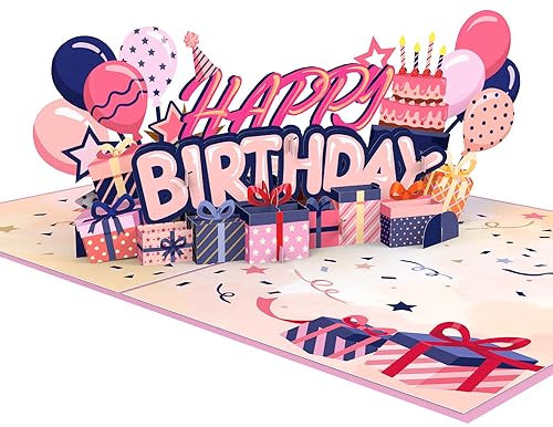 papercrush® Pop-Up Karte Happy Birthday (Pink) [NEU!] – Lustige 3D Geburtstagskarte für Frauen (Freundin, Frau & Mädchen) - besondere Glückwunschkarte in Rosa als Geldgeschenk zum Geburtstag