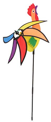 DELURA Garten-Windmühlen-Pfahl, Tier-Hahn, Windspiel, for den Außenbereich, Hof, Kunstdekoration, Windrad-Pfahl, Ornament for Rasendekoration, bunt/95