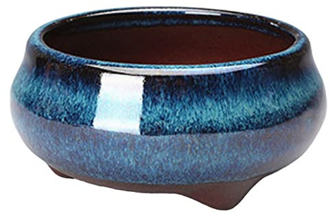 Frdun Maceta de cerámica esmaltada, maceta redonda para suculentas con agujero de pared gruesa, redonda esmaltada gruesa artística para oficinas, dormitorios, balcones