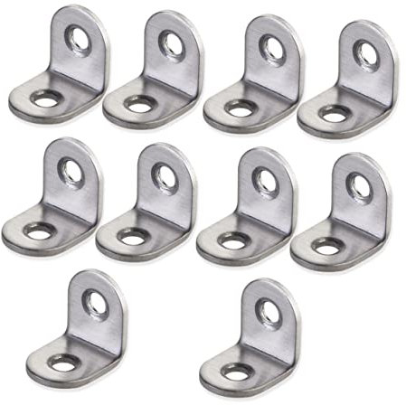 Mikikit 10 Stück 90 strukturelle Stützhalterung 20 mm Metallwinkel Möbelbeschläge Möbelverbinder silber 90-Grad-Winkelklammer rechter Eckcode Ecke aus Metall L-förmige Ecke