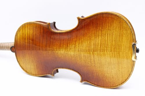 WUQIMUSC Professionelle Violine 4/4 volle Größe geflammt Ahornholz Fichte Decke Ebenholz Beschläge Handgemacht Violine Kit mit Koffer Bogen (VA-Violin-WX-E)