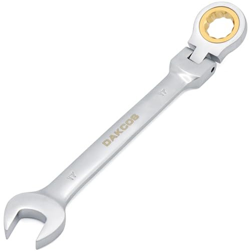 DAKCOS Chiave combinata a cricchetto con oro testa flessibile, 17 mm, in acciaio al cromo