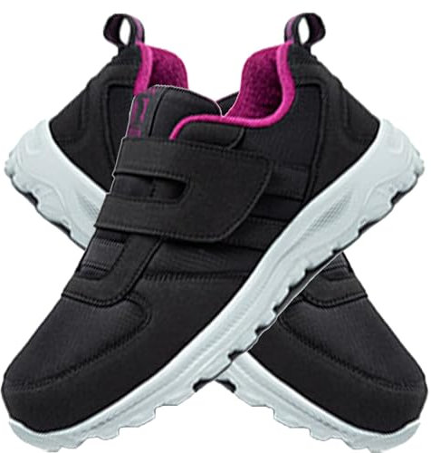 AZMAHT Scarpe Ginnastica a Strappo Larghe per Diabetici in Memory Foam Anziani Scarpa Ortopedica Made in Italy Plantare Estraibile Chiusura a Strappo,Women Black,43/265mm