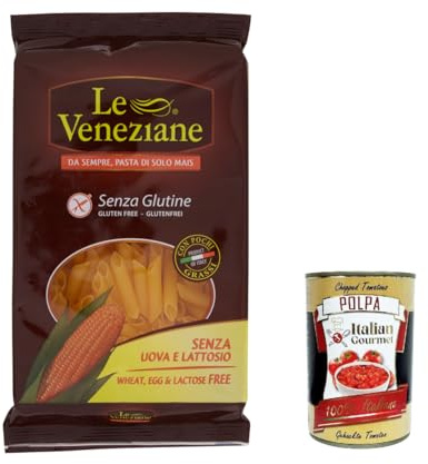 Italian Gourmet Pasta di Mais Penne Rigate glutenfreie Nudeln 4 x 250g | Senza glutine, mais italiano; gerillt für Saucen, gute Kochfestigkeit, Gesamtnettogewicht 1 kg + Kostenlos Polpa 400g