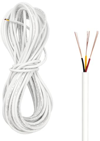 ZoZoMaiy 22 AWG cavo tripolare 10M Cavo Flessibile in PVC 300V cavo corrente 3 poli Bianco Diametro 3,8 mm Adatto per applicazioni elettriche leggere