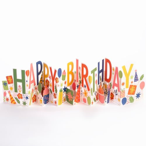 Lovepop® Happy Birthday Lang Karte ausklappbare 1m lange Akkordeon-Karte | außergewöhnliche Geburtstagskarte Faltkarte inkl. Premium-Umschlag