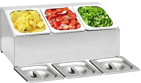 Homgoday Truhen und Truhen für den Außenbereich, Gastronorm-Halterung mit 3 GN-Behälter 1/6 aus Edelstahl, Gartenbehälter, Gartenwerkzeughalter, Sitzsack für den Außenbereich, Truhe für den