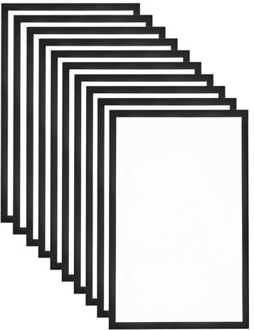 QUARKZMAN 10 Pièces Porte-Affiche Magnétique Auto-Adhésif, 11x17 Cadre d'Affichage Magnétique pour document, Panneau de Fenêtre, Support Mural pour la Maison, Le Bureau, Noir