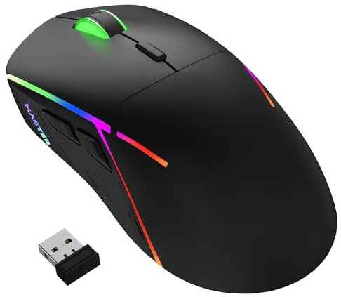 Gvyugke Gaming Maus Kabellos, Wireless Gaming Mouse 16,000 DPI, Bluetooth Gaming Maus Wiederaufladbar Gaming-mäuse für PC, Laptop, Mac Gamer - Schwarz
