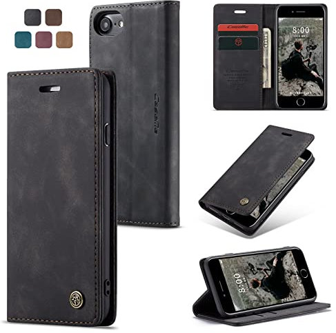 Cracedily for iPhone 6 / 6S Case, Wallet Case Flip Leather with Card Holder Magnetic Closure Shockproof Kickstand Protective Phone Cases Cover for iPhone 6 / 6S,Black
