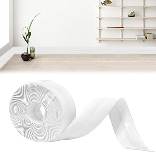 Hengrongshen Plinthe Souple PVC Autoadhésive 20 mm x 20 mm x 12 m, Imperméable Anti-Moisissures Résistante à l'Huile, pour Cuisine Salle de Bain Chambre Garage (Blancs)