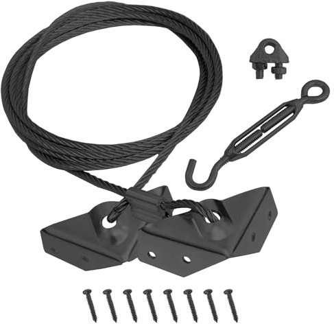 Young Wolf Alloy Steel Supporting Anti-Sag Garden Door Gate Cable Kits for for Outdoor Wooden Fence Gate Door Support (1, Black)