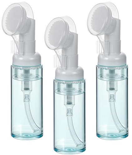 3Pcs 2oz Empty Facial Cleanser Foaming Bottle Mousse Foam Gel Head Wash Brush Foam Bottle Pressure Type Cleansing Milk Beater Mini Foaming Soap Pump Dispenser for Travel Hand Soap Lash Clean Shampoo