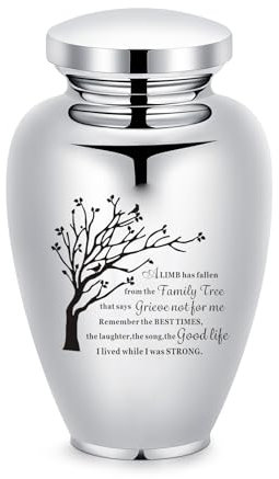 VCCWYQK Petite urne funéraire en acier inoxydable pour cendres humaines Arbre de vie pour cendres funéraires Souvenir pour homme et femme