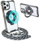 Belzsxy Magnetische Handykette für iPhone 11 Pro Max mit Band [Kompatibel mit Mag-Safe] Kameraschutz Galvanik Transparent Silikon Case Abnehmbar Kordel zum Umhängen Handyhülle Schutzhülle,schwarz