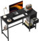 CubiCubi Schreibtisch mit 2 Schubladen und Kopfhörerhaken, 100×50×75cm Kleiner Computertisch, Bürotisch, für Arbeitszimmer, Schlafzimmer, Metallgestell, Schwarz