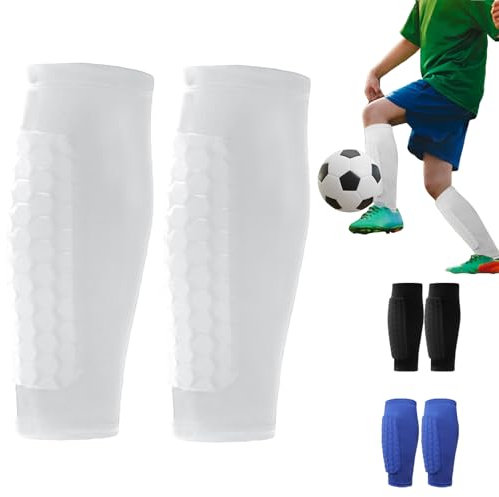 AUNGCSHE Schienbeinschoner Fußball Herren, Schienbeinschoner Kinder Erwachsener Fussball, Breathable & Non-Slip Shin Pads Football Men (weiß, XS)