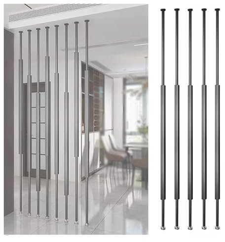 Metallrahmen, Trennwand mit individuellen Holzleisten für Betten, Wohnzimmer, Duschkabine 5 Stück, schwarze Trennwand von Boden bis Decke (240cm)