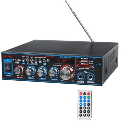 DIGNIFE Amplificatore Audio, Amplificador Auto da 1000W. HiFi 2 Ch. Amplificatore Audio Amplificatore Amplificatore Home Theater Amplificatore Audio FM USB SD/Telecomando(1000W US 110-V)