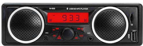 VEQENMOT Single Din Car Stereo Bluetooth,12V-24V 1 Din Car Radio with Two Built-in Speakers, Car FM Audio Multimedia Player with USB AUX-in TF Card Port